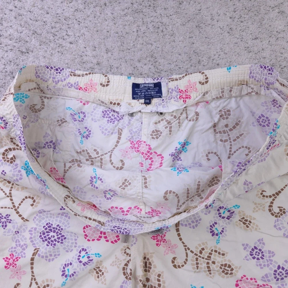 Vilebrequin Swim Shorts Mens Size XXL 42 Flat Waist Trunks Floral Bathing Suit
